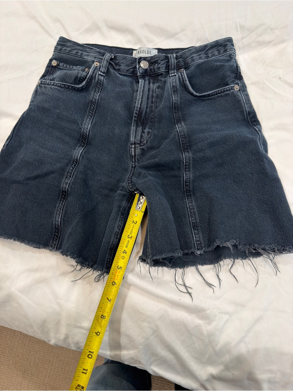 AGOLDE Black High-Rise Raw Hem Jean Shorts - Picture 2 of 4